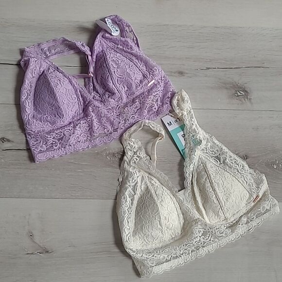 DORINA Lana 2 Piece Light Padded All Lace bralettes M Purple/Ivory NWT in pkg - Picture 6 of 10